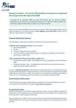 NEWSLETTER JUILLET 2026 # PRIMES CEE BONIFIEES SOUMISES A AGREMENT .