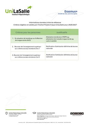 Critères D'inclusion Erasmus 2026 27