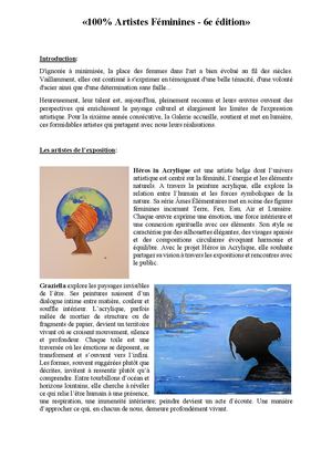 Texte Expo 100% Artistes Féminines 6e Communique