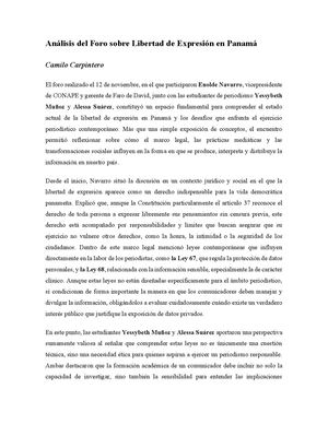 Analisis Foro Libertad De Expresion