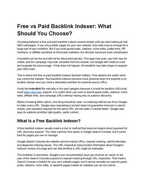 Free Vs Paid Backlink Indexer What Should You Choose