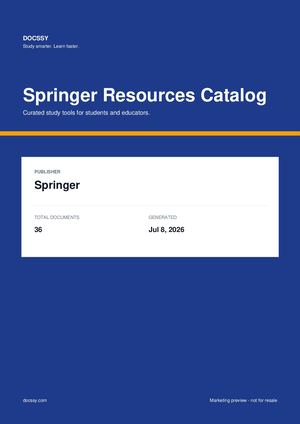 Springer Resources Catalog