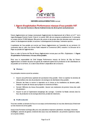 Agent Exploitation Performance Reseaux Annonce