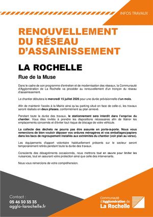 Info travaux : rue de la Muse - La Rochelle