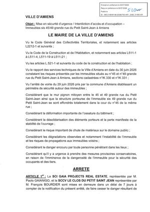 AR1 2026 01005 -  Mise En Sécurité D'urgence - Arrêté D'interdiction D'accès Et D'occupation - 45 Et 49 Grande Rue Du Petit Saint Jean - Publiée 08 07 2026