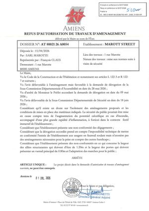 AR1 2026 01009 - ARR Autorisation De Trav VIA_ AT26 A0054 MAROTT STREET - AR1 2026 01009 202600701 Publiée Le 08 07 2026
