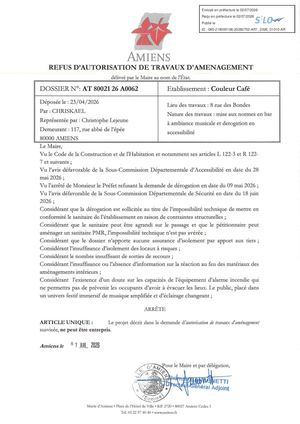 AR1 2026 01010 - ARR Autorisation De Trav VIA_ AT26 A0062 Couleur Café - AR1 2026 01010 202600701 Publiée Le 08 07 2026
