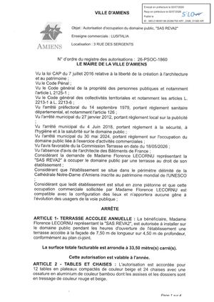 AR1 2026 01020 26 PSOC 1860 3 RUE DES SERGENTS OCCUPATION DU DOMAINE PUBLIC SAS REVA2LUSITALIA Publiée Le 08 07 2026