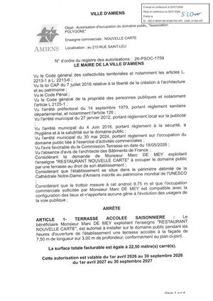 AR1 2026 01023 26 PSOC 1759- 210 RUE SAINT LEU OCCUPATION DU DOMAINE PUBLIC ASSOCIATION POLYGONE NOUVELLE CARTE -Publiée Le 08 07 2026