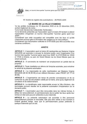 AR1 2026 01030 L'association Sport Et Loisirs 80 Le 27 07 2026 Publiée Le 08 07 2026