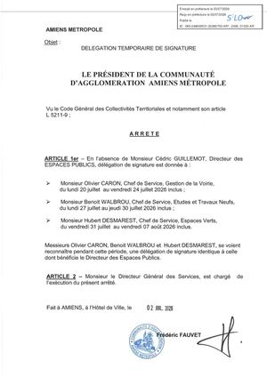 AR1 2026 01033 -intérim C GUILLEMOT CA Ete 2026 Délégation Temporaire De Signature- MET 20260702 Publiée Le 08 07 2026