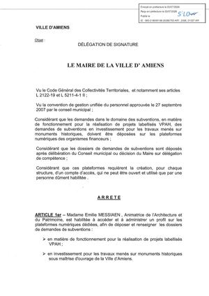 AR1 2026 01037 - Emilie MESSIAEN Architecture Paysage Depot Subventions -délégation De Signature VIA Publiée Le 08 07 2026