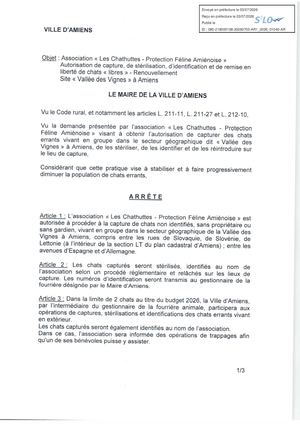 AR1 2026 01040 - ARR CHAT LIBRE VIA AR1 2026 01040 2026 07 03- ARRETE LES CHATHUTTES RENOUVELLEMENT SITE VALLEE DES VIGNES Publiée Le 08 07 2026