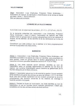 AR1 2026 01042 ARR CHAT LIBRE VIA AR1 2026 01042 2026 07 03- ARRETE LES CHATHUTTES RENOUVELLEMENT SITE RUE LESCOUVE Publiée Le 08 07 2026