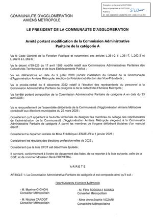 AR1 2026 01043 -ARR CAP MET AR1 2026 01043 20260703- Composition De La Commission Administrative Paritaire De Catégorie A Publiée Le 08 07 2026