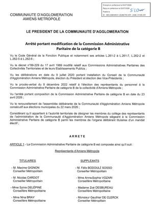 AR1 2026 01045 ARR CAP MET AR1 2026 01045 20260703 Composition De La Commission Administrative Paritaire De Catégorie B Publiée Le 08 07 2026