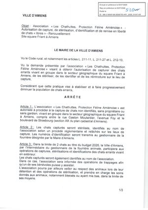 AR1 2026 01047 - ARR CHAT LIBRE VIA AR1 2026 01047 2026 07 03- ARRETE LES CHATHUTTES RENOUVELLEMENT SITE SQUARE FRIANT- Publiée Le 08 07 2026