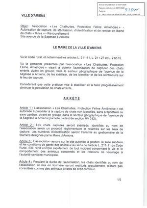 AR1 2026 01048 ARR CHAT LIBRE VIA AR1 2026 01048 2026 07 03 ARRETE LES CHATHUTTES RENOUVELLEMENT SITE AVENUE DE LA SAGESSE Publiée Le 08 07 2026