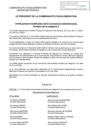 AR1 2026 01049 - ARR CAP MET AR1 2026 01049 20260703- Composition De La Commission Administrative Paritaire De Catégorie C Publiée Le 08 07 2026