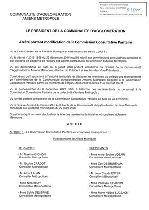 AR1 2026 01052 ARR CCP MET AR1 2026 01052 20260703- Composition De La Commission Consultative Paritaire. Publiée Le 08 07 2026