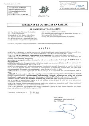 AR1 2026 01056 -ARR AUX DELICES D'AMIENS VIA AR1 2026 070 20260701- AUX DELICES D'AMIENS 2026 070 RUE DU FAUBOURG DE HEM -Publiée Le 08 07 2026
