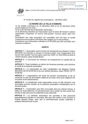 AR1 2026 01061 L'association Sport Et Loisirs 80 Le 16 07 2026 - Publiée Le 08 07 2026