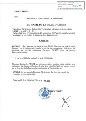 AR1 2026 01063 ARR DELEGATIONS DESIGNATIONS MET AR1 2026 01063 20260703- ARRETE DE DELEGATION TEMPORAIRE DE SIGNATURE DE LA DIRECTRICE Publiée Le 08 07 2026