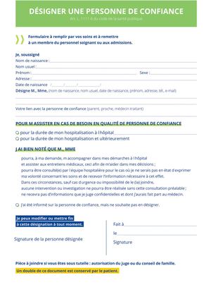 Formulaire Désigner Une Personne De Confiance