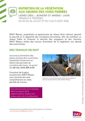 Sncf Travaux De Maîtrise De La Végétation Tergnier Juillet Août 2026