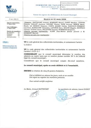 délibération du conseil municipal mars 2026