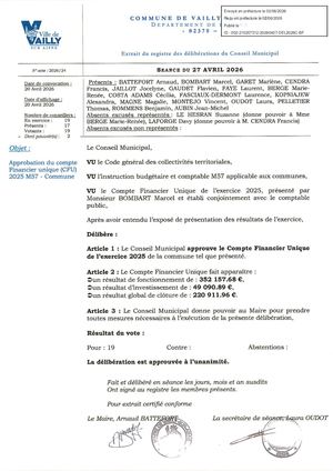 délibération du conseil municipal avril-1 2026