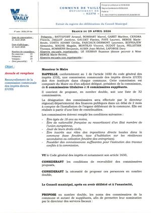 délibération du conseil municipal avril-2 2026