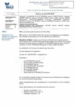 délibération du conseil municipal juin 2026