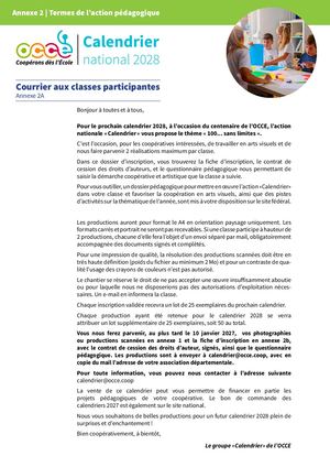Dossier Inscription Calendrier OCCE 2028