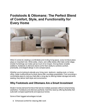Footstools & Ottomans The Perfect Blend Of Comfort, Style, And Functionality