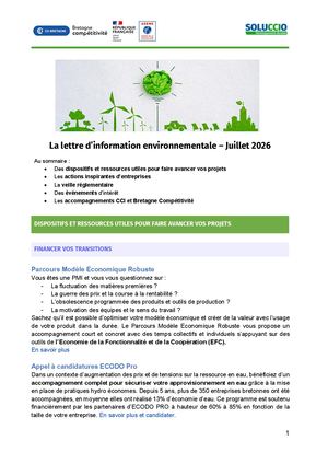 Lettre Environnementale Juillet 2026