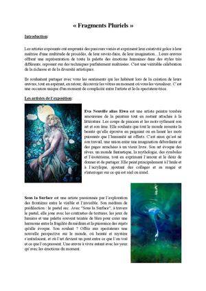 Exposition Dec Jan 2025 26 Fragments Pluriels Communique