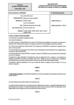 DP 26 Q 0136 - Arrêté