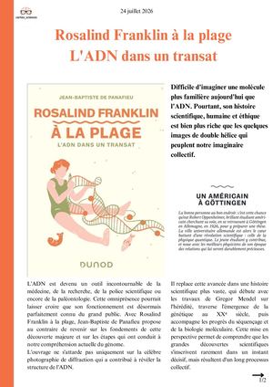 Rosalind Franklin à La Plage L'adn Dans Un Transat Chroniques Inspirées Par 20 Sentiments Cortex Sciences Chronique 2026