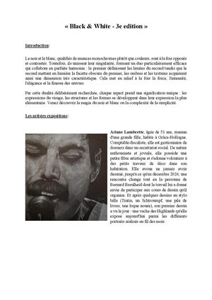 Texte Exposition Black & White 3e Edition Communique