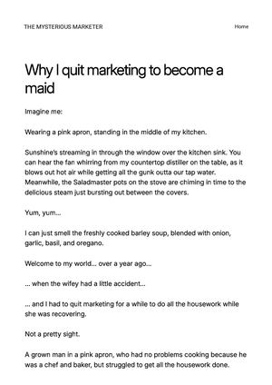 Why I Quit Marketing To Become A Maid The Mysterious Marketer