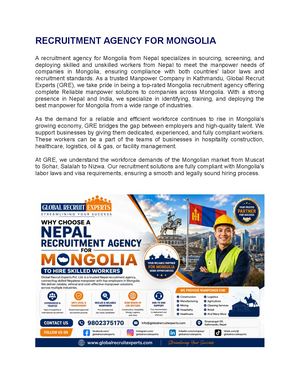 Recruitment Agency For Mongolia