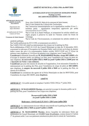 Am N°2026 198a Pkg Les Prés Massardier Ricardo Modificatif