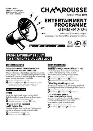 Entertainment agenda - From 18/07 to 01/08 2026
