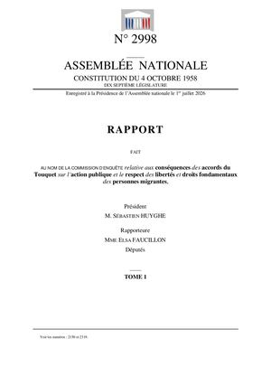 Rapport de la commission d'enquête sur les accords du Touquet