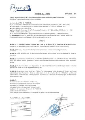 Arrêté 08 07 2026