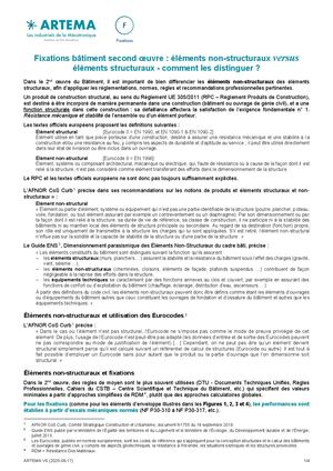 Fiche Artema Fixations Bâtiment 2nd Oeuvre éLéments Non Structuraux Vs Structuraux 072026