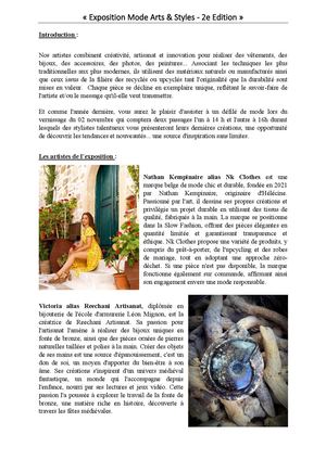 Texte Exposition Mode Arts & Styles 2e éDition Novembre 2024 Communique