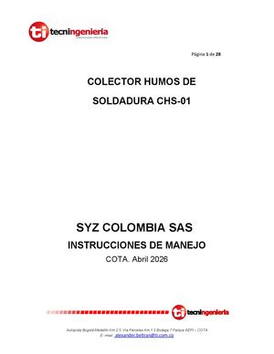 Manual De Funcionamiento Colector Humos De Soldadura Syz