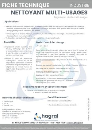 Fiche Technique Nettoyant Multi Usages